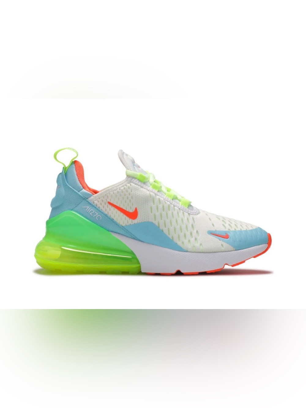 Nike Air Max 270 White Blue Green Orange Women's Running Sneakers EUC - Picture 1 of 4